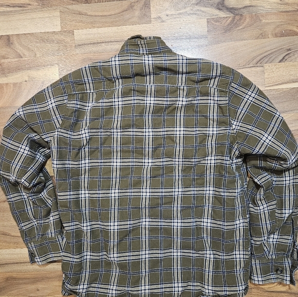 Eddie Bauer Men's Sherpa Lined Flannel Shirt Jacket Olive Green Plaid Size M - Picture 7 of 7